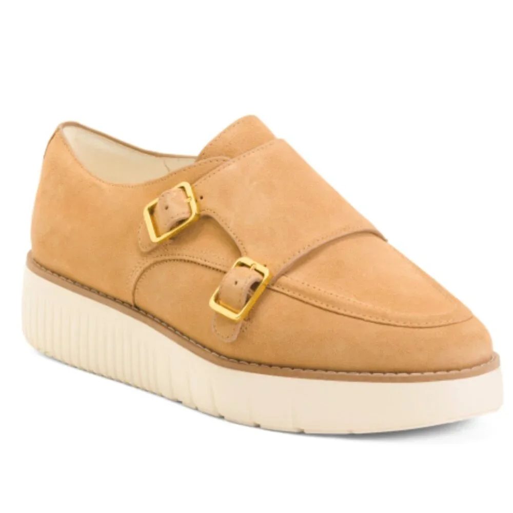 New COLE HAAN Platform Women Suede Grand City Platform Monk Strap Shoes Size 7.5